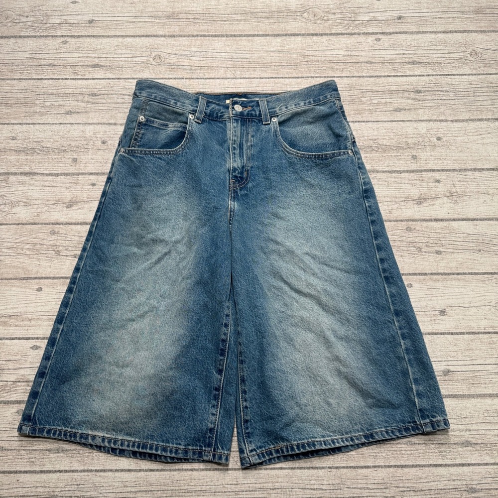 Levi's Shorts Women's 27 Blue Denim Wide Leg High Rise Super Baggy Jorts Skater